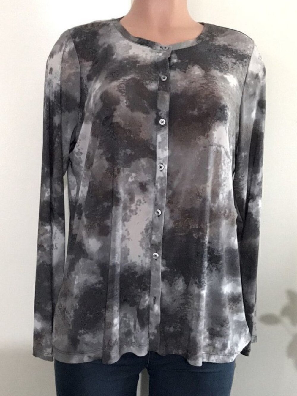 LOGO Layers by Lori Goldstein Tie- Dye Sheer Mesh Cardigan